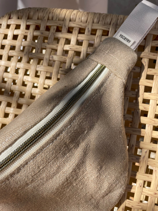 Banane en lin taupe